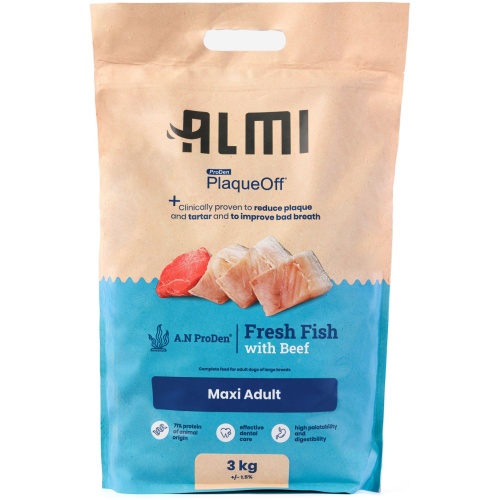 ALMI ProDen PlaqueOff barība pieaugušiem lielo šķirņu suņiem, 3 kg